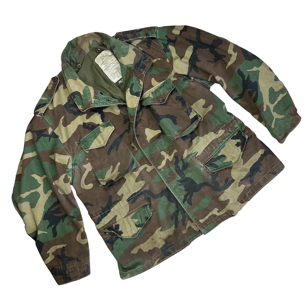 Vtg 70's Alpha Industries Cold Weather M65 Field Coat Men XL Reg ERDL RDF Camo